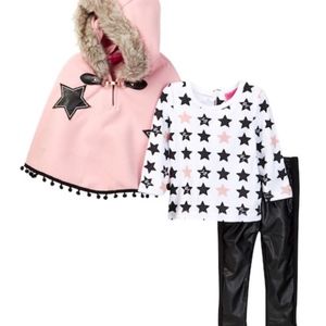 Betsey Johnson Star Print Tee, Faux Fur Trimmed Ca
